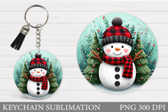 Cute Snowman Keychain Sublimation. Christmas Keychain Design Product Image 1