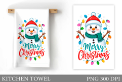 Snowman Kitchen Towel Design. Christmas Kitchen Towel Product Image 1