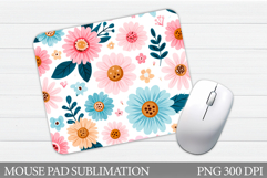 Floral Mouse Pad Sublimation. Flowers Mouse Pad Design Product Image 1