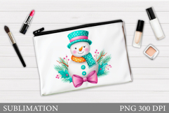Snowman Cosmetics Bag. Christmas Makeup Bag Sublimation Product Image 1