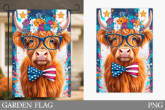 Patriotic Cow Garden Flag. Patriotic Garden Flag Sublimation Product Image 1