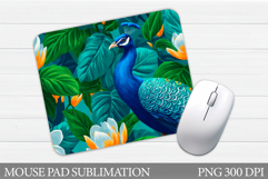 Peacock Mouse Pad Design. Bird Mouse Pad Sublimation Product Image 1
