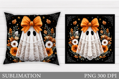 Halloween Ghost Pillow Design. Cute Ghost Sublimation Product Image 1