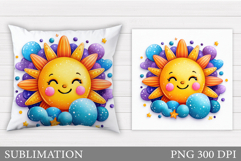 Cute Sun Pillow Design. Cute Sun Sublimation Product Image 1