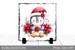 Christmas Penguin Slate Design. Cute Penguin Sublimation Product Image 1