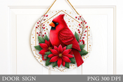 Christmas Bird Door Sign. Christmas Door Sign Sublimation Product Image 1