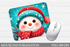 Snowman Mouse Pad Design. Christmas Mouse Pad Sublimation Product Image 1