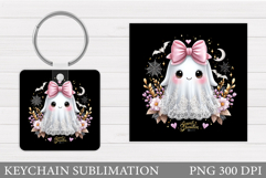 Cute Ghost Keychain Design. Cute Halloween Keychain Product Image 1