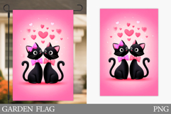 Valentines Cat Garden Flag. Valentines Garden Flag Design Product Image 1