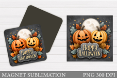 Scary Pumpkin Magnet Design. Halloween Magnet Sublimation Product Image 1