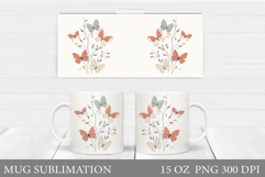 Butterflies Mug Sublimation. Butterfly Mug Design Product Image 1