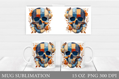 Skull Mug Wrap Design. Halloween Mug Wrap Sublimation Product Image 1