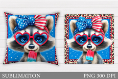 Patriotic Raccoon Pillow. Patriotic Pillow Design Product Image 1