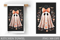 Cute Ghost Kitchen Towel. Cute Halloween Kitchen Towel Product Image 1
