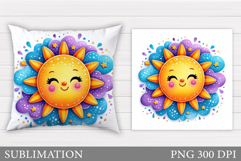 Cute Sun Pillow Design. Cute Sun Sublimation Product Image 1