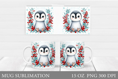 Christmas Penguin Mug Sublimation. Christmas Mug Design Product Image 1