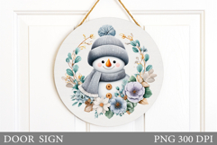 Cute Snowman Door Sign Design. Christmas Sublimation Product Image 1