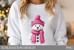 Christmas Bear T-Shirt Design. Cute Bear Sublimation Product Image 1
