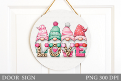 Valentines Gnome Door Sign. Valentines Door Sign Sublimation Product Image 1