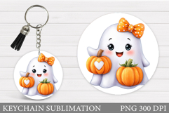 Cute Ghost Keychain Design. Cute Halloween Keychain Product Image 1