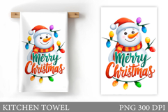 Snowman Kitchen Towel Design. Christmas Kitchen Towel Product Image 1