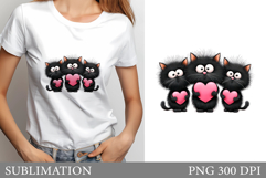 Valentines Cat Sublimation. Valentines Cat T-Shirt Design Product Image 1