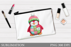 Penguin Cosmetics Bag. Christmas Makeup Bag Design Product Image 1