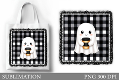Ghost Tote Bag Sublimation. Halloween Tote Bag Design Product Image 1