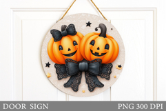 Cute Pumpkin Door Sign. Halloween Door Sign Design Product Image 1