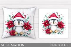 Christmas Penguin Pillow. Christmas Pillow Design Product Image 1