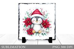Christmas Penguin Slate Design. Cute Penguin Sublimation Product Image 1