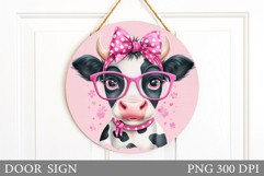 Cute Cow Door Sign Design. Valentines Door Sign Sublimation Product Image 1