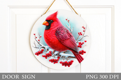 Christmas Bird Door Sign. Christmas Door Sign Sublimation Product Image 1