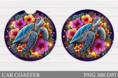 Turtle Car Coaster Design. Sea Car Coaster Sublimation Product Image 1
