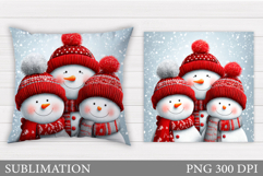 Cute Snowman Pillow Sublimation. Christmas Pillow Design Product Image 1