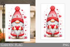 Valentines Gnome Garden Flag. Valentines Garden Flag Design Product Image 1