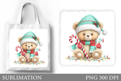 Christmas Bear Tote Bag. Christmas Tote Bag Sublimation Product Image 1