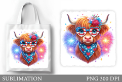Patriotic Cow Tote Bag Design. Patriotic Cow Sublimation Product Image 1