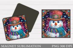 Snowman Magnet Sublimation. Christmas Magnet Design Product Image 1