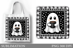 Cute Ghost Tote Bag Design. Cute Halloween Sublimation Product Image 1