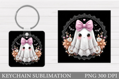 Halloween Ghost Keychain. Halloween Keychain Sublimation Product Image 1