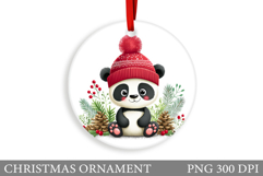Cute Panda Christmas Ornament. Christmas Panda Sublimation Product Image 1
