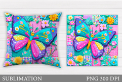 Butterfly Flowers Sublimation. Butterfly Pillow Sublimation Product Image 1