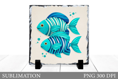 Fish Sublimation. Cute Fish Slate Sublimation Product Image 1