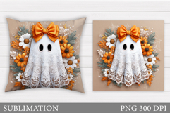 Cute Ghost Pillow Design. Cute Ghost Sublimation Product Image 1