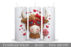 Valentines Cow Tumbler. Valentines Tumbler Sublimation Product Image 1