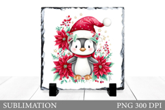Christmas Penguin Slate Design. Cute Penguin Sublimation Product Image 1