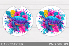 Turtle Car Coaster Design. Sea Car Coaster Sublimation Product Image 1