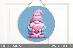 Valentines Gnome Door Sign. Valentines Door Sign Sublimation Product Image 1
