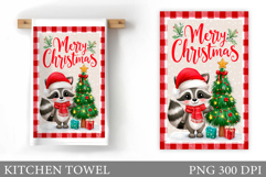 Christmas Raccoon Kitchen Towel. Christmas Kitchen Towel Product Image 1